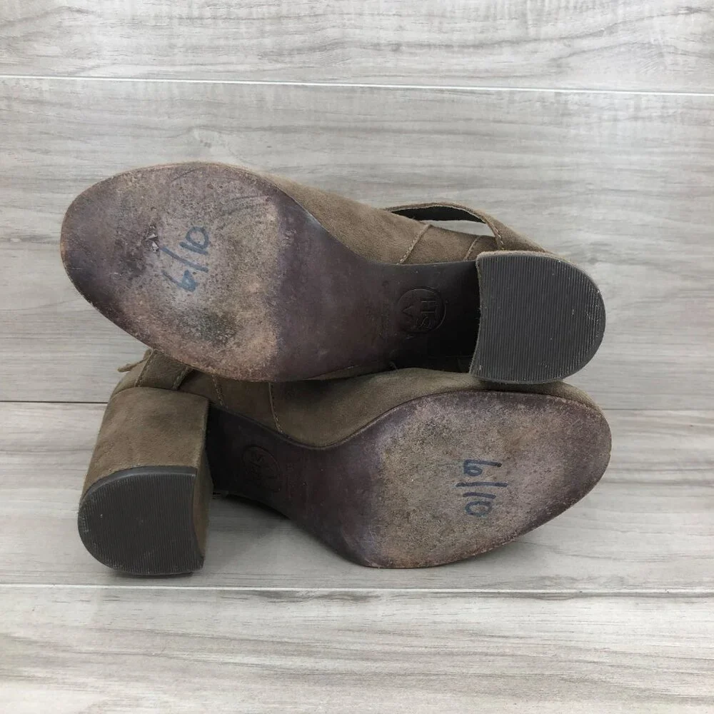 Ash Ankle Boots Women's 37 Famous Brown Suede Buckle Heel Booties